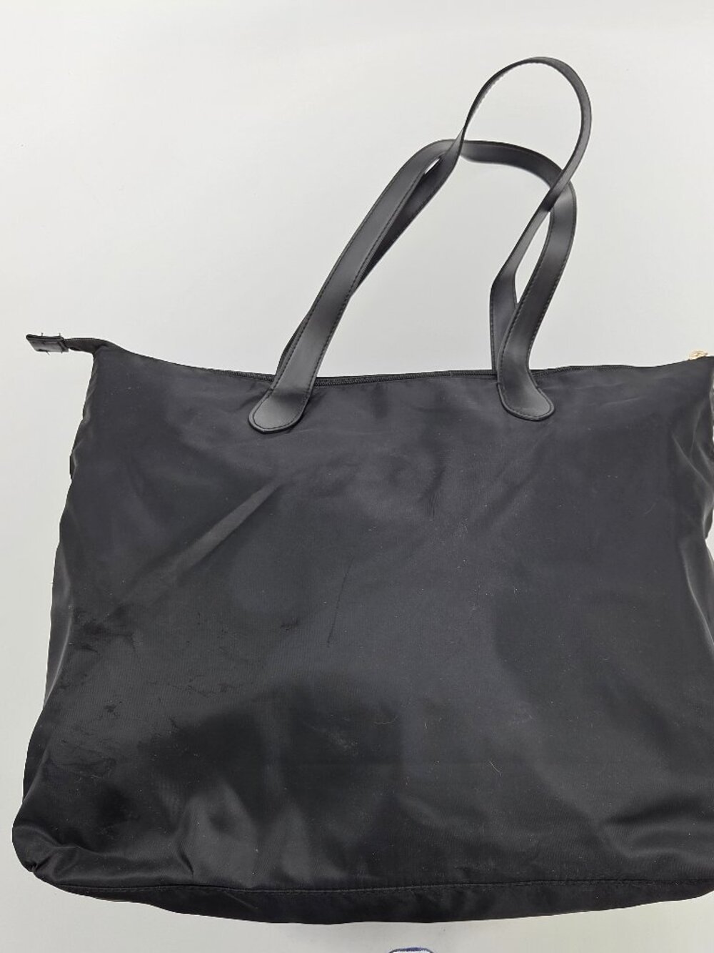 A New Day Tote Bag Black Polyester Large Laptop Sleeve Gold Hardware Work Bag
